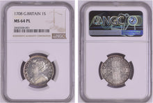 Load image into Gallery viewer, Great Britain. Anne 1708 Shilling, NGC MS64PL (Prooflike). Sole PL example of the type at either service.