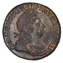 Load image into Gallery viewer, Great Britain. George I. 1723 Shilling, PCGS MS62. Beautiful target-toned reverse.