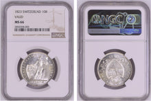 Load image into Gallery viewer, Swiss Cantons. Vaud. 1823 10 Batzen, NGC MS66. From a mintage of 6,198. Tied as finest certified.