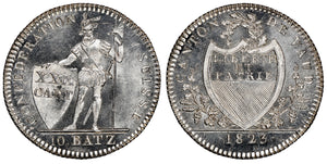 Swiss Cantons. Vaud. 1823 10 Batzen, NGC MS66. From a mintage of 6,198. Tied as finest certified.
