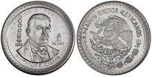 Load image into Gallery viewer, Mexico. 1990-Mo Mint Error Pattern 100,000 Pesos, overstruck on 1980-Mo silver Onza. PCGS PR68 Cameo.