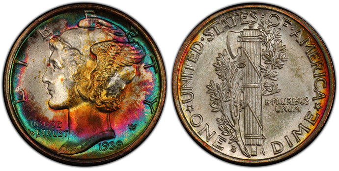 United States of America. 1939-S Mercury Dime. PCGS MS68. Intensely toned.