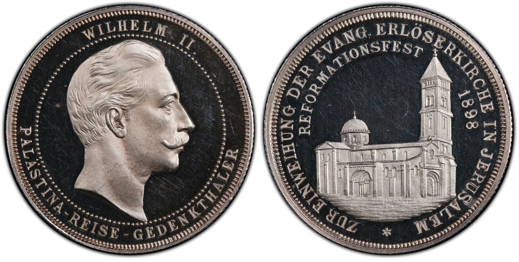 German States, Prussia. 1898 silver Medal, PCGS SP64. Marienburg-7133. Visit to Palestine.