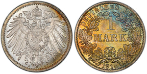 Germany; Empire. 1914-A Mark, PCGS MS68. Wonderful toning.