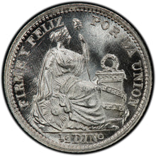 Load image into Gallery viewer, Peru. 1897-L JF 1/2 Dinero, PCGS MS68. Heavily polished dies.