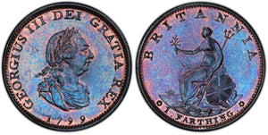 Great Britain. George III. 1799 Farthing, PCGS MS64BN.