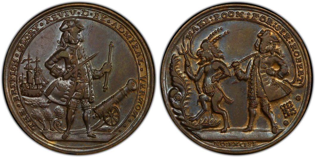 United States of America. (1741) Admiral Vernon pinchbeck Medal, PCGS AU55BN. Betts-242.